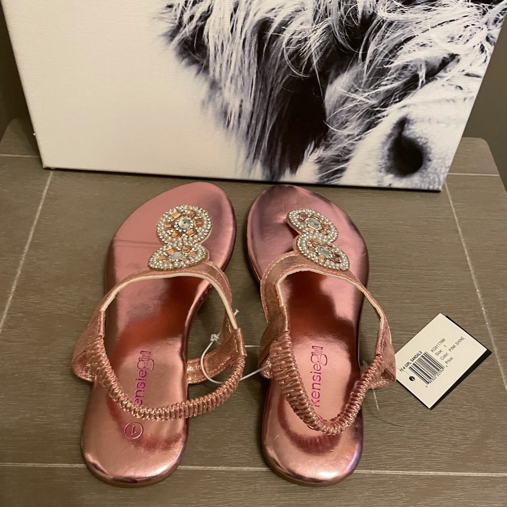 NWT Kensie Girl Sandal Size 1 Pink Shine - Picture 8 of 14